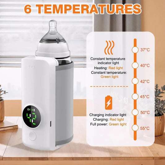 PRODESIRE™ LED DIGITAL DISPLAY RECHARGEABLE MILK WARMER WITH INSULATION COVER