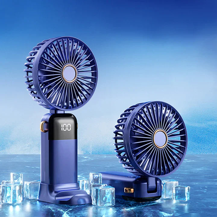 Mini LED Digital Display Rechargeable Fan – Portable Handheld Cooling Fan