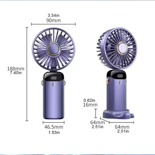 Mini LED Digital Display Rechargeable Fan – Portable Handheld Cooling Fan