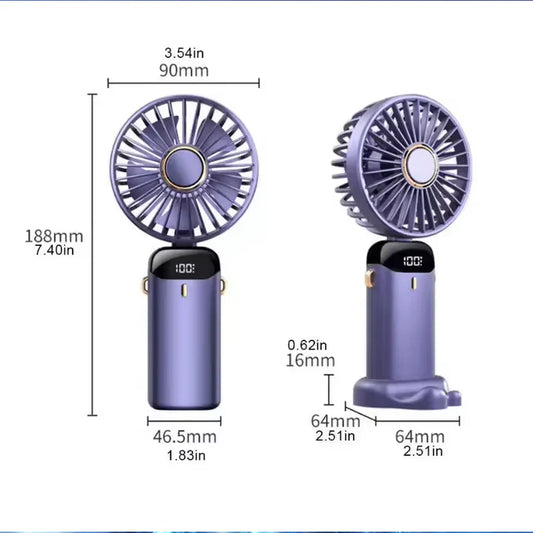 Mini LED Digital Display Rechargeable Fan – Portable Handheld Cooling Fan