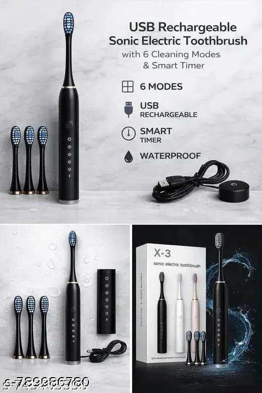 5/6 Modes Electric Toothbrushes for Adults Kids | Smart Timer Rechargeable Whitening Toothbrush