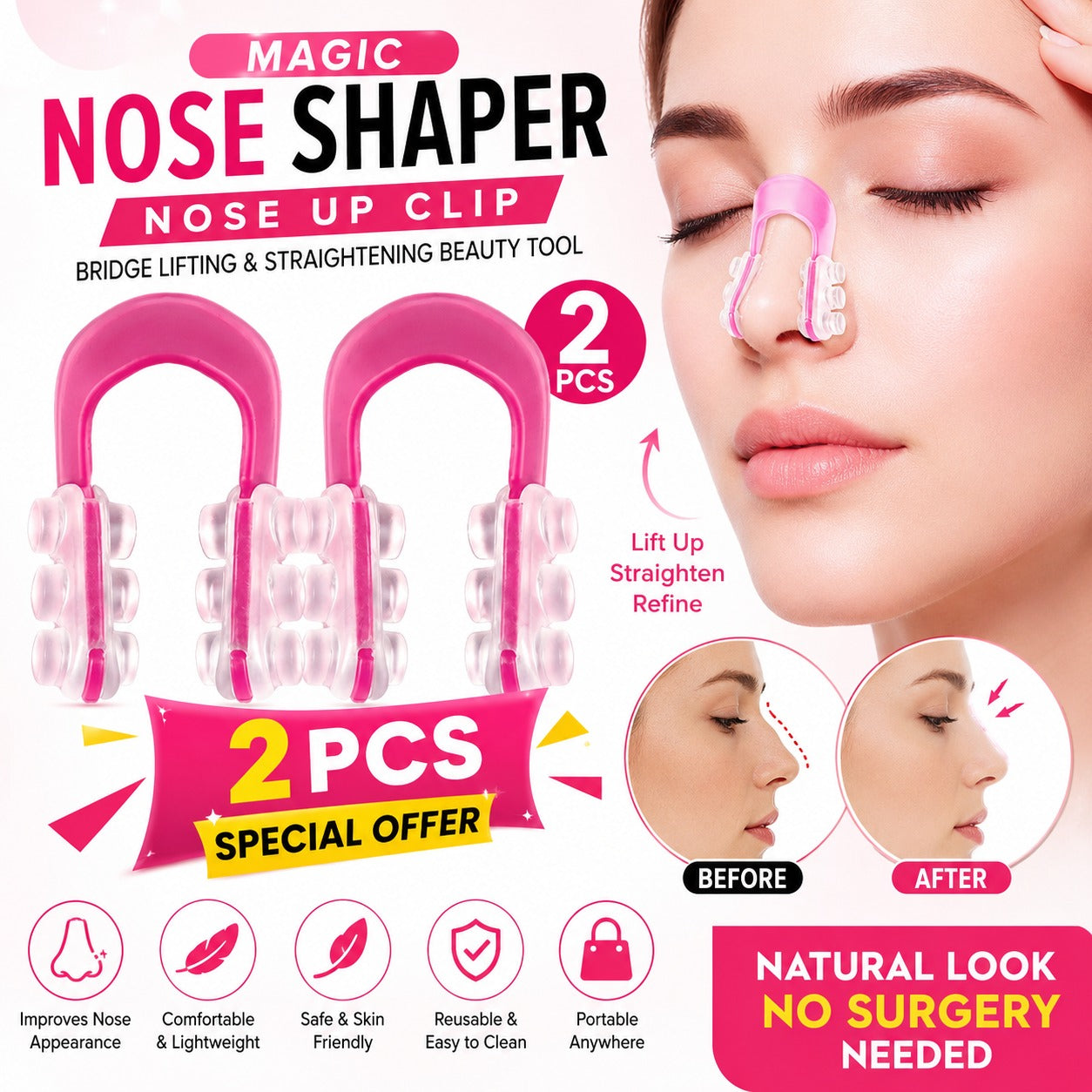 Magic Nose Shaper Clip -2 PCS Beauty Pack