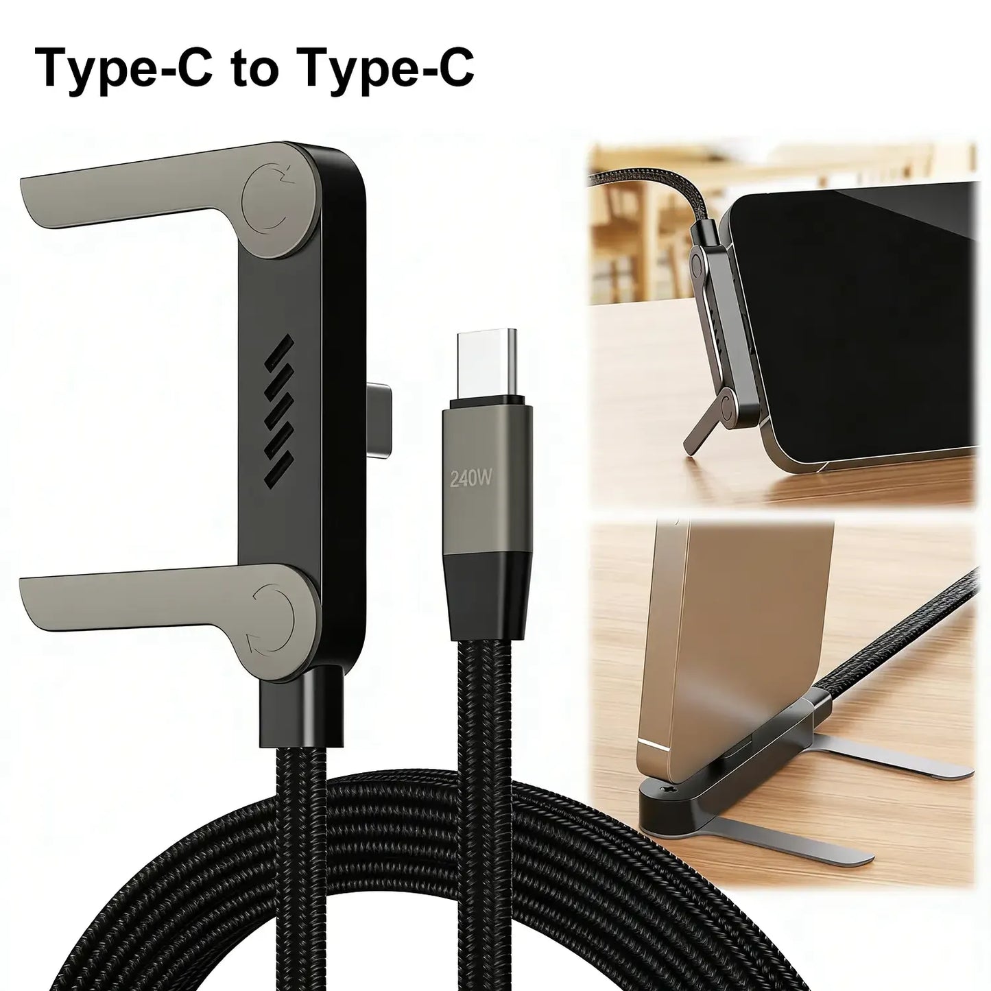 240W Fast Charging Cable with Invisible Stand + Free Fast Charger