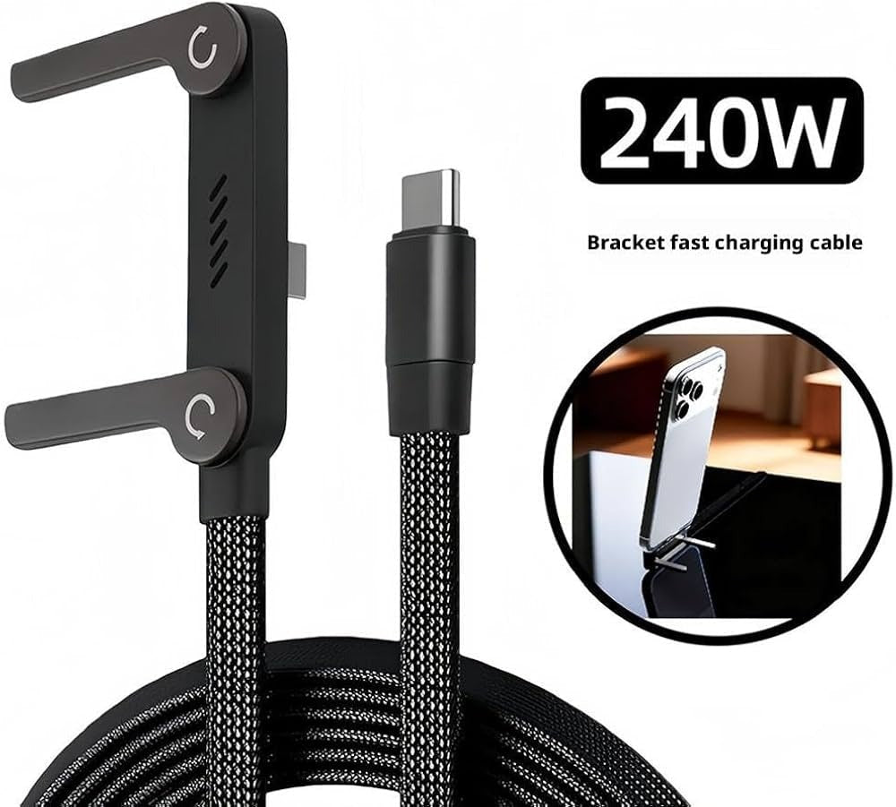 240W Fast Charging Cable with Invisible Stand + Free Fast Charger